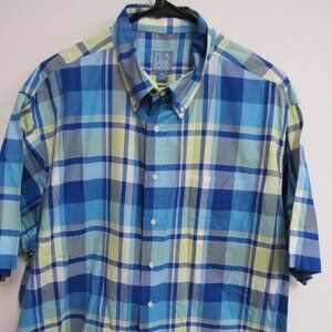 Jos A Bank Stays Cool Multicolor Plaid Short Sleeve Button Down Shirt 2XL